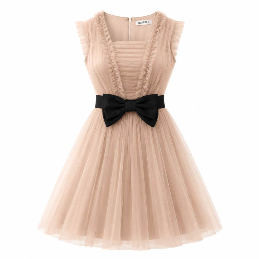 Qiuerle Sleeveless Dresses Women's Moderate Short Skirt