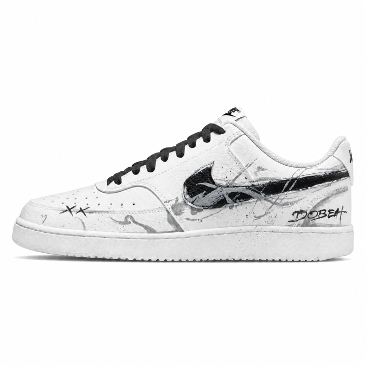 Nike Nike Court Vision 1 Plain Footprints In Ink Cushioning Abrasion Resistant Low top Nike Skateboard Shoes Unisex