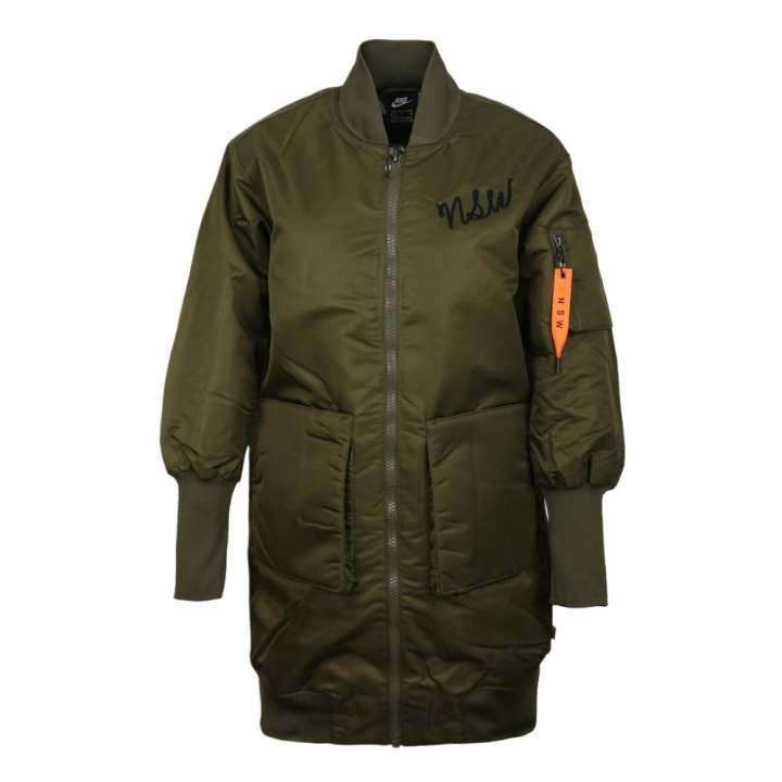 Nike Nike Puffer Jackets Women's Green Stand Collar Thin