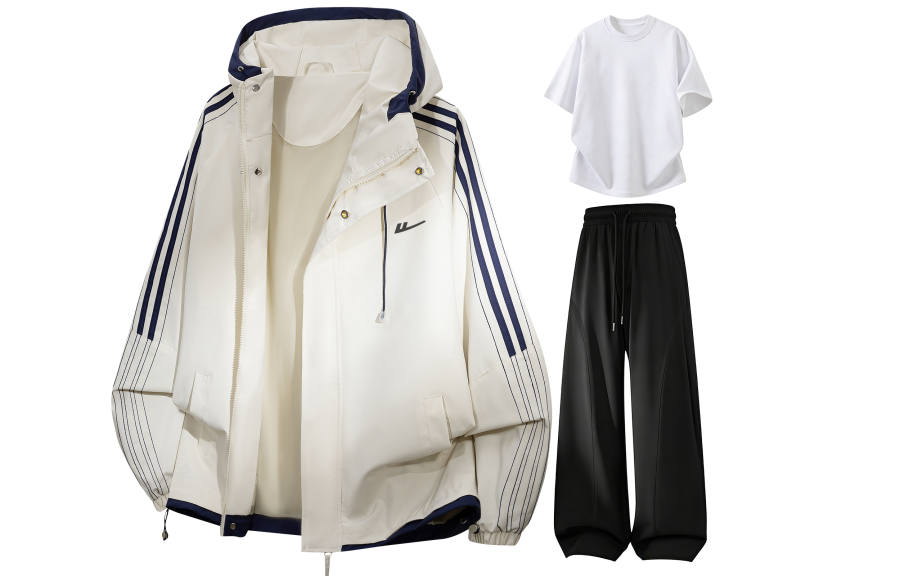 WARRIOR Windbreaker Jacket & Pants Sets Unisex Hooded Non Detachable Moderate