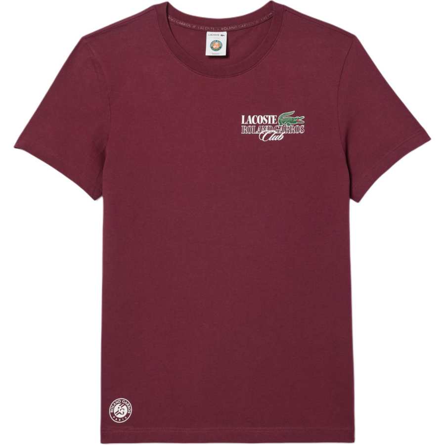 LACOSTE Tennis Tops Men's IXZ/Burgundy Crew Neck Moderate