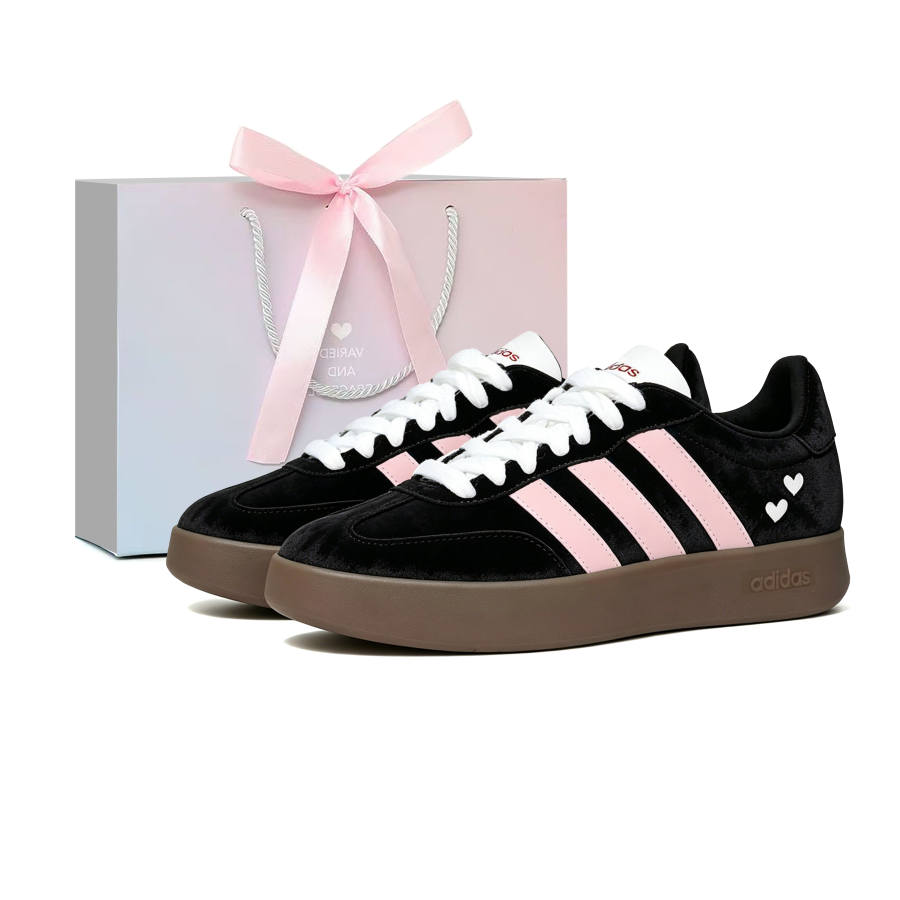 Adidas Adidas BARREDA Skateboard Shoes Women's Low Top Black & Pink & Brown Multicolor