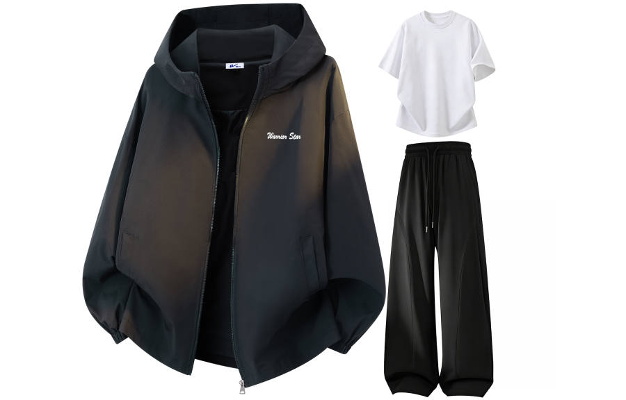 WARRIOR WARRIOR Windbreaker Jacket & Pants Sets Unisex Hooded Non Detachable Moderate