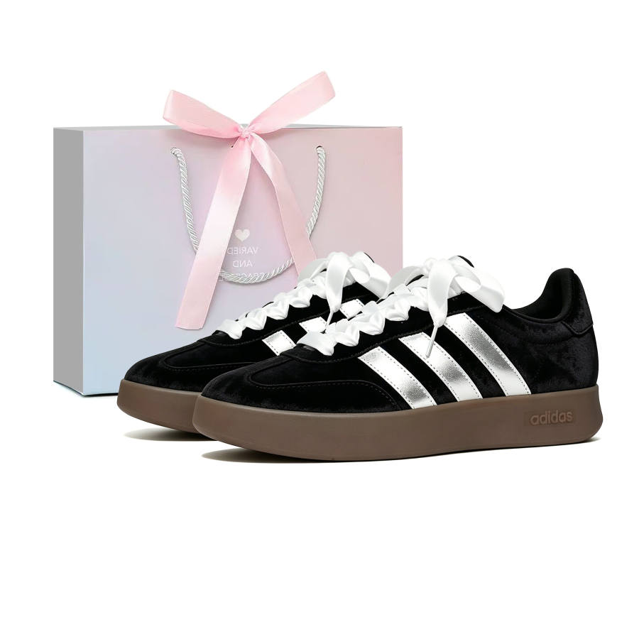Adidas Adidas BARREDA Skateboard Shoes Women's Low Top Black Silver Brown Multicolor