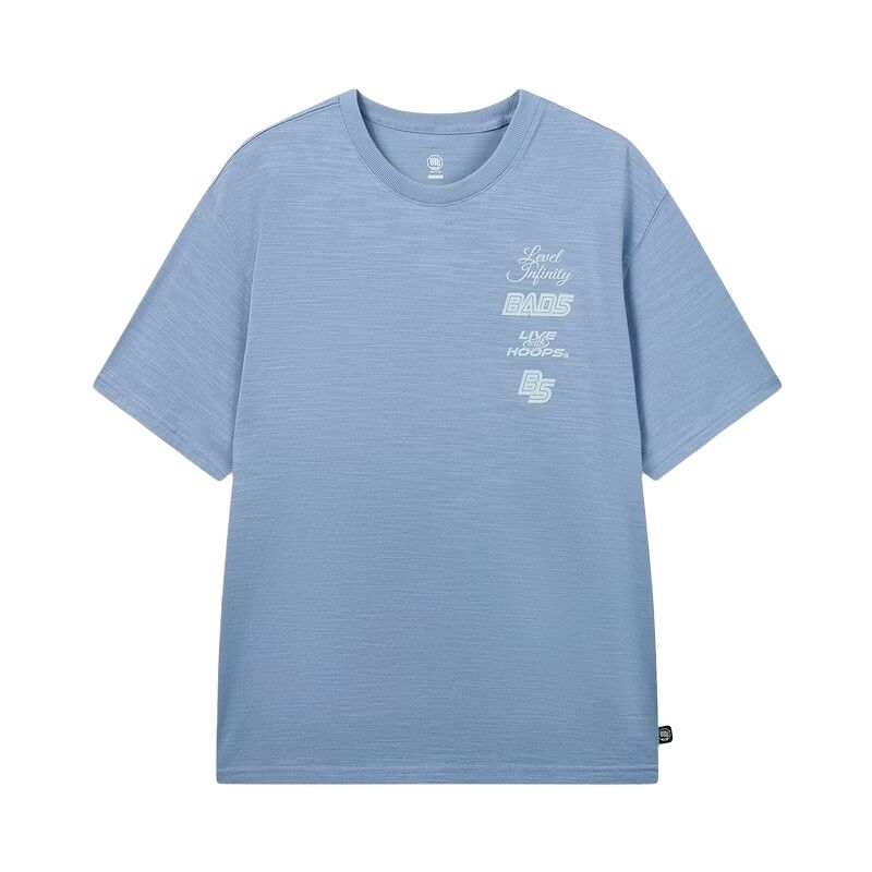 Li-Ning Li Ning T Shirts Men's Yoyo Blue Crew Neck Moderate Straight Fit