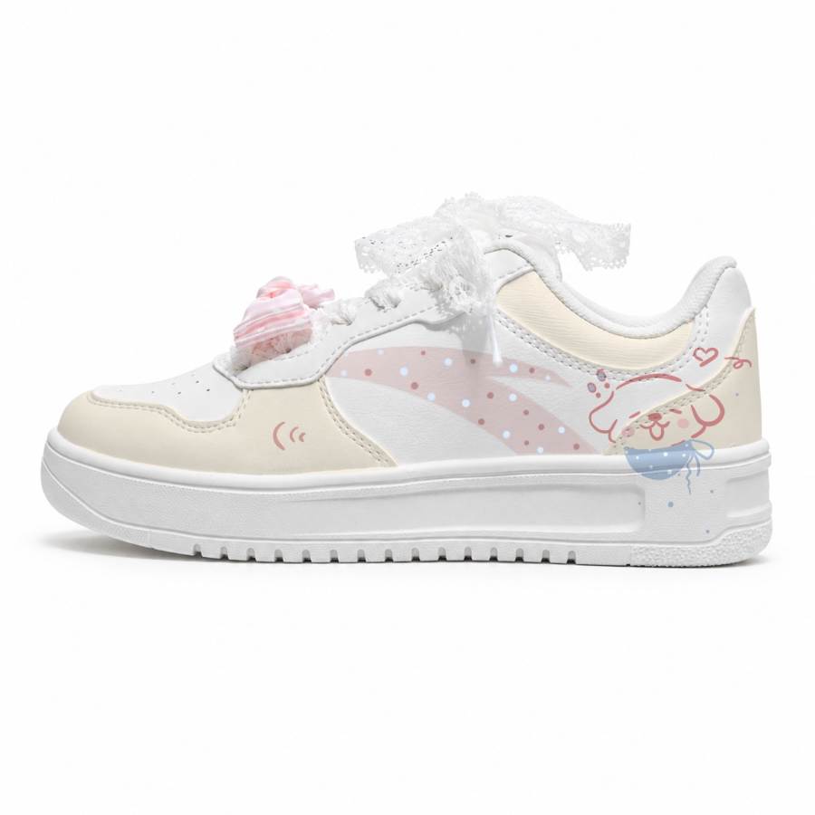 ANTA Easy Skateboard Shoes Women's Low Top White/Beige/Pink