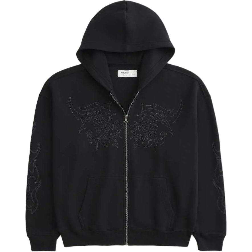 Hollister/ Sweatshirts Men's Black Hooded Non Detachable Moderate