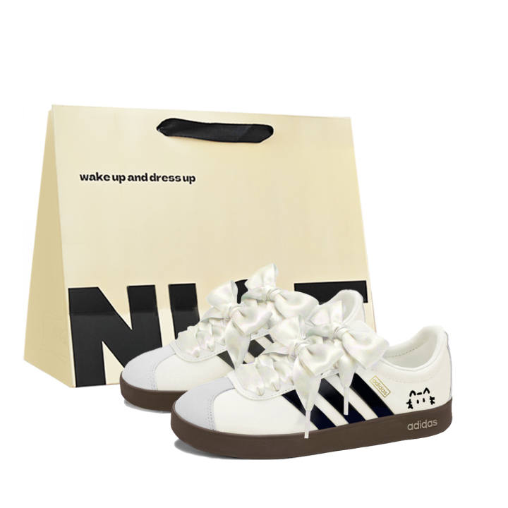 Adidas Adidas VL COURT 2.0 Skateboard Shoes Unisex Low Top Beige White Black