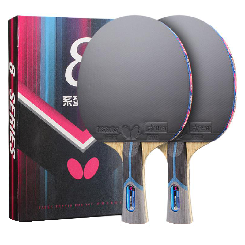 Butterfly 8 Collection Double Sided Inverted Rubber All Wood With Carbon Fiber Ping Pong Paddles