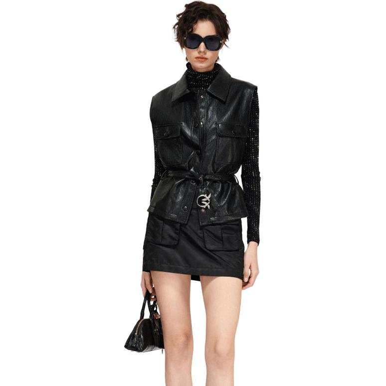 PINKO Vests Women's Black Lapel Moderate Nipped In Waist