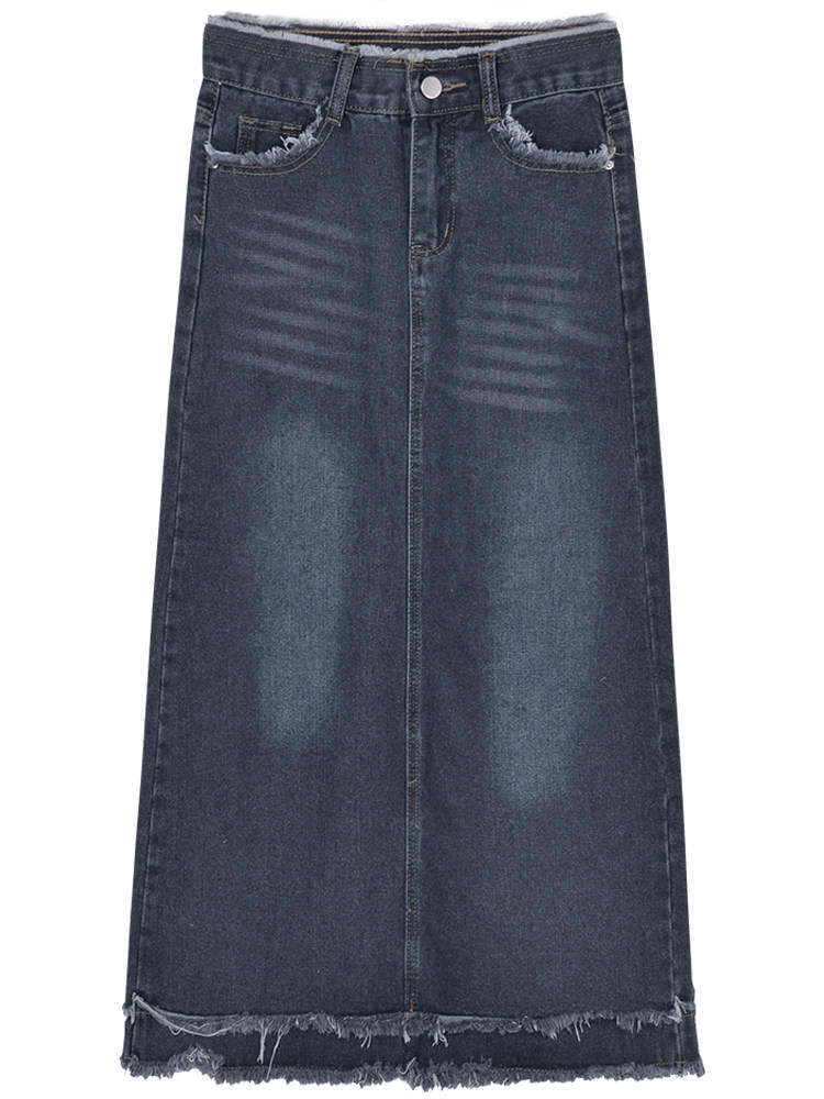 Sugarfunk Denim Long Skirts Women's Vintage Blue Gray Moderate Long Skirt Other