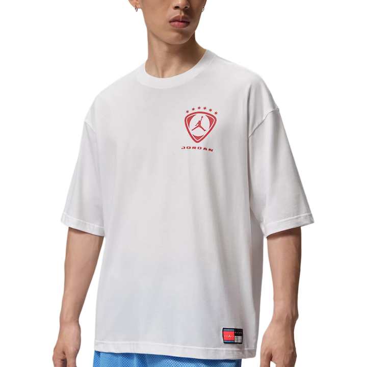 Jordan Jordan Brooklyn T Shirts Men's White/University Blue Crew Neck Moderate