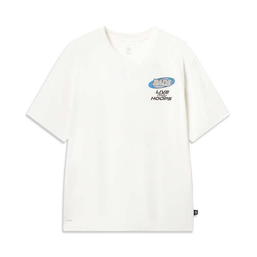Li-Ning Li Ning Basketball Collection T Shirts Men's Ivory Crew Neck Moderate