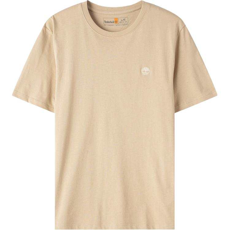 Timberland T Shirts Men's Beige Yellow Crew Neck Moderate Straight Fit