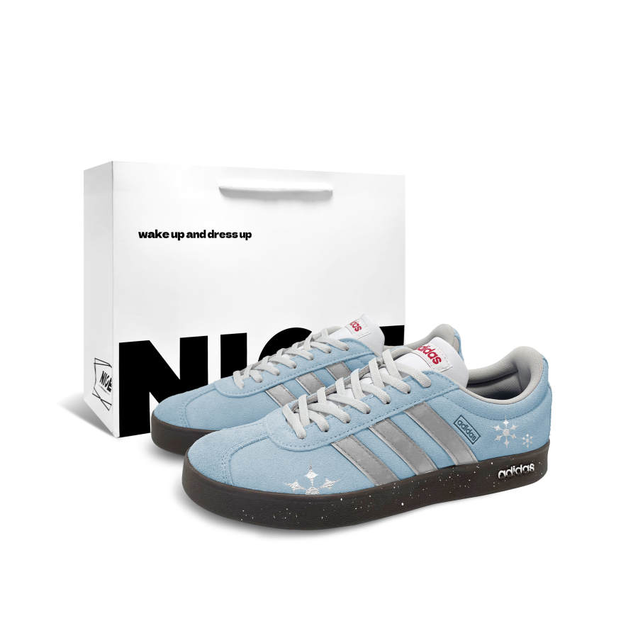 Adidas Adidas Vl Court Classic German Army Trainers Unisex Low Top Blue & Silver