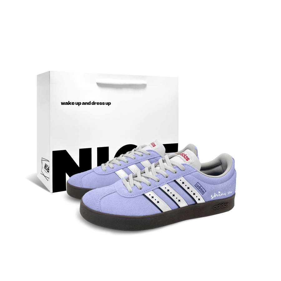 Adidas Adidas Vl Court Classic German Army Trainers Unisex Low Top Purple & White & Black