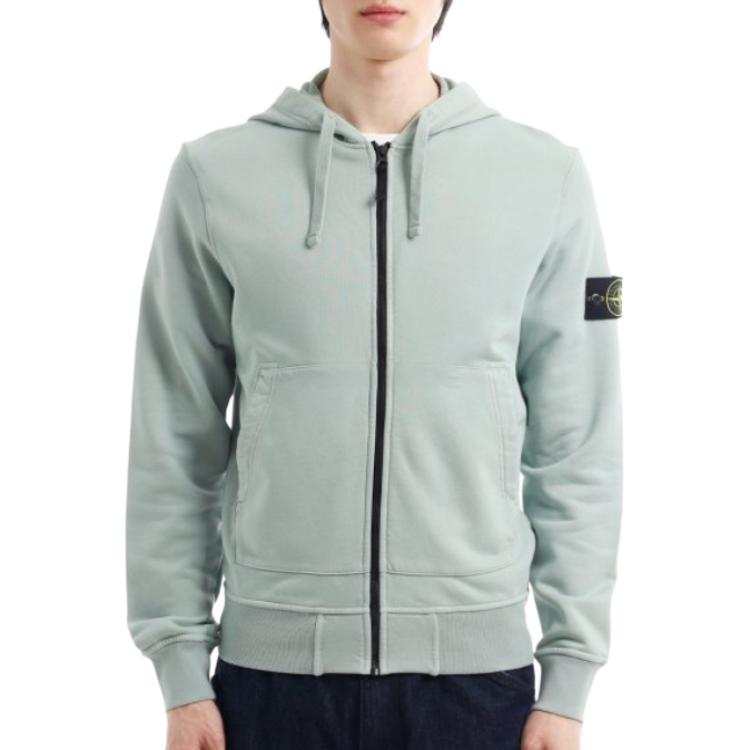 STONE ISLAND Sweatshirts Men's Light Mint Gray Hooded Non Detachable Moderate Other