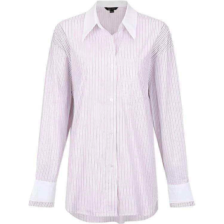 URBAN REVIVO Shirts Women's Pastel Pink Stripes Lapel Thin Shirt