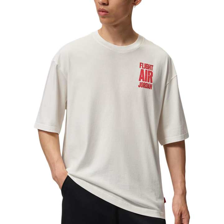 Jordan Jordan Flight T Shirts Men's Sail White Crew Neck Moderate