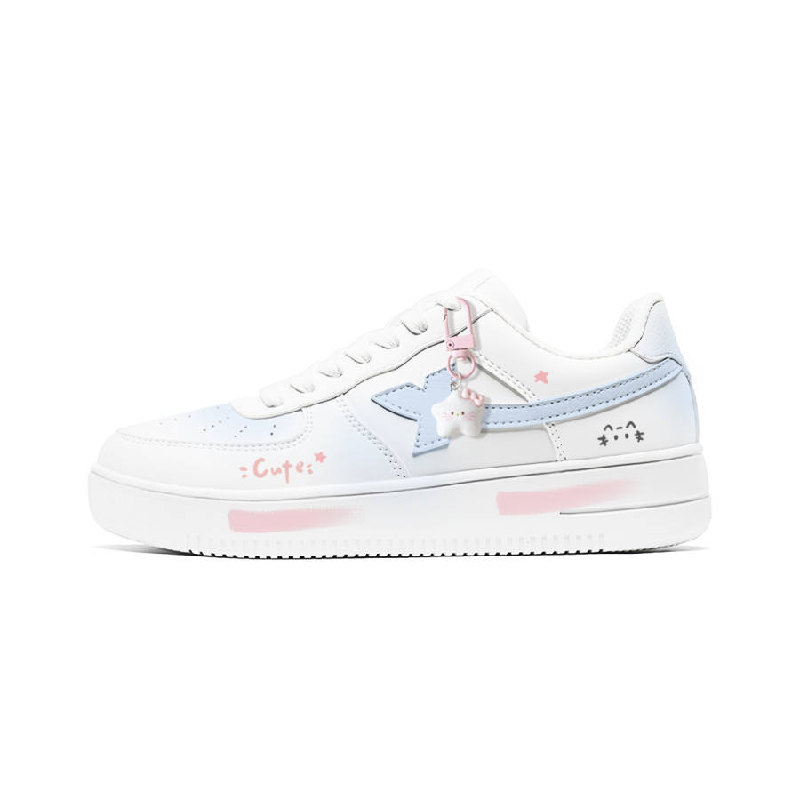 XTEP Skate Shoes Women's Low Top White/Blue/Pink