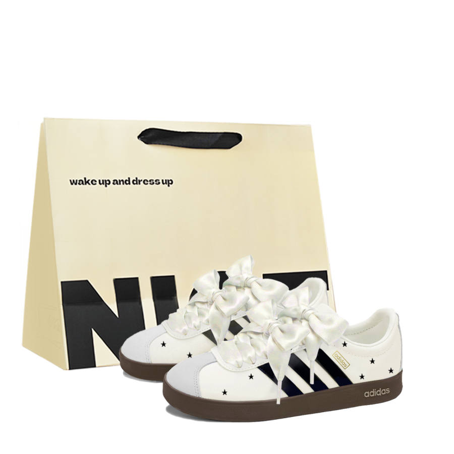 Adidas Adidas VL COURT 2.0 Skateboard Shoes Unisex Low Top Beige White Black
