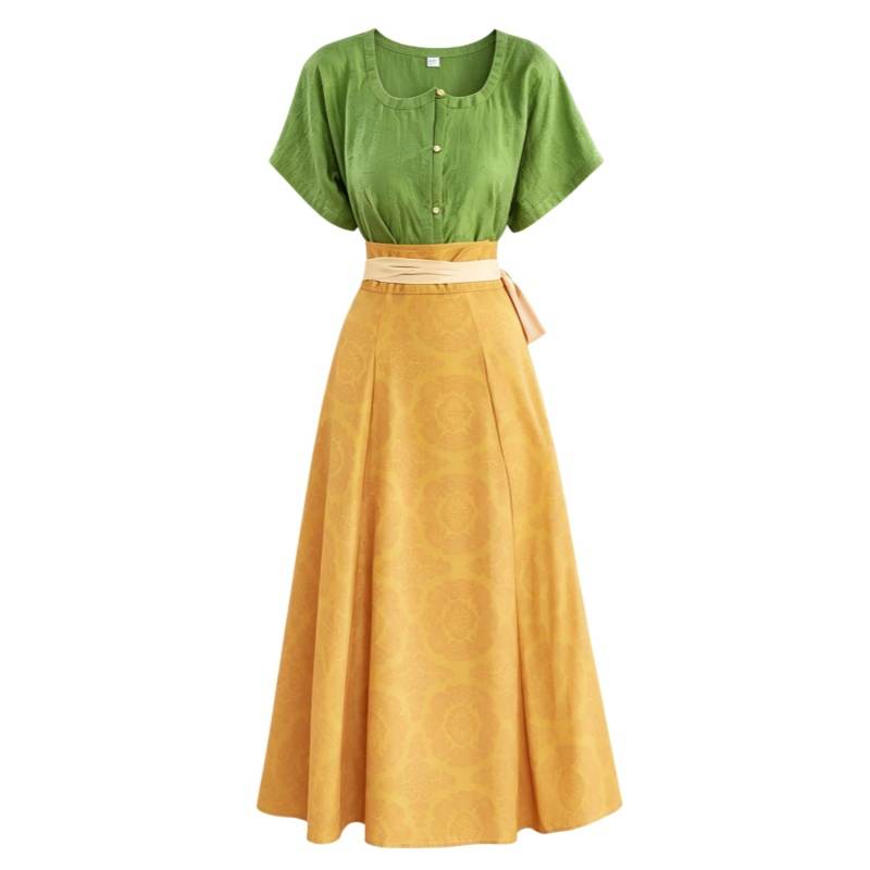 CPAURA Two Piece Skirt Sets Women's Moderate Long Skirt