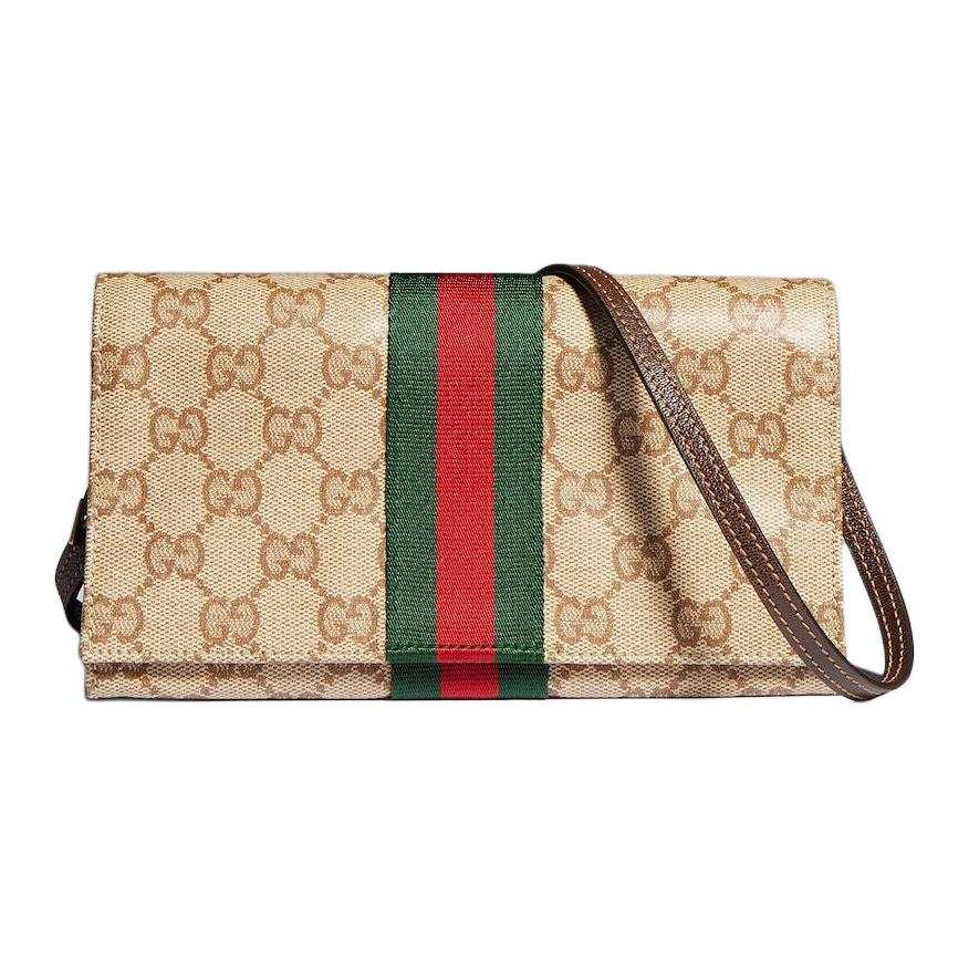 GUCCI Coated Canvas With Artificial Leather Shoulder Bag Small Women's Sand & Dark Brown