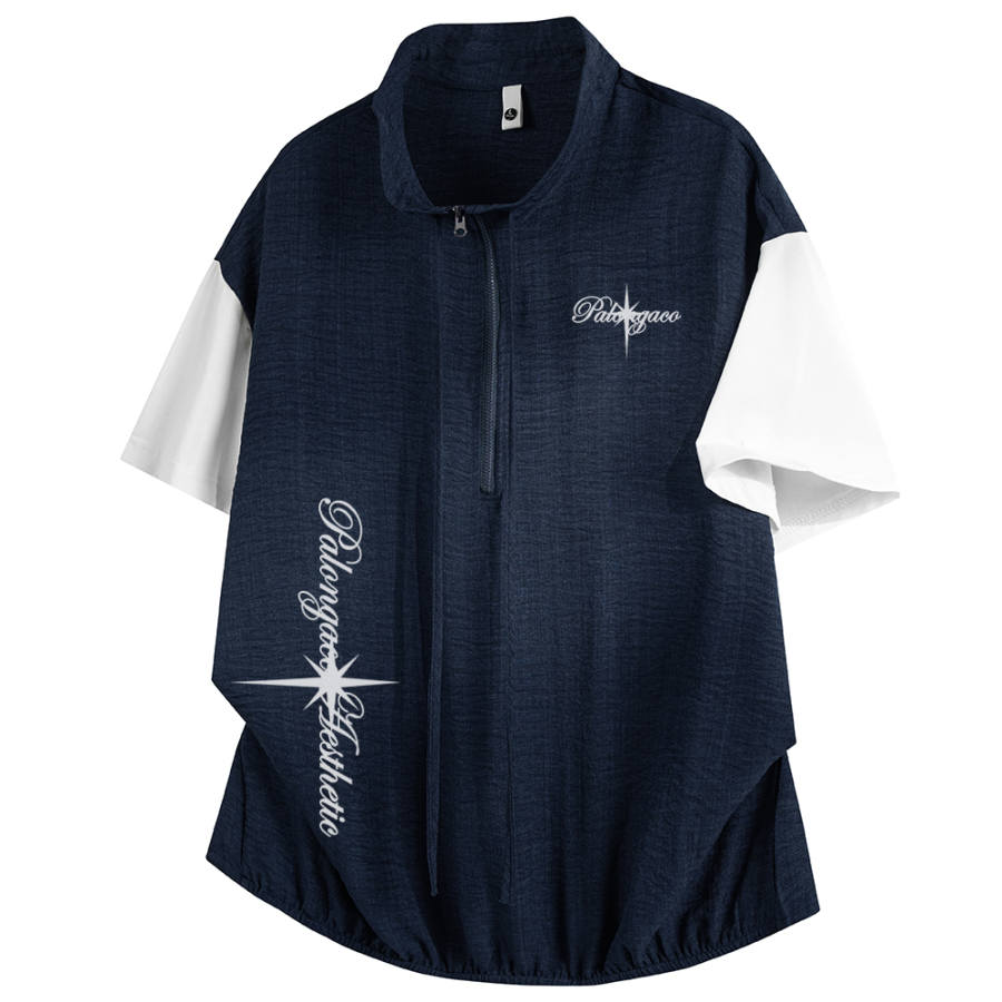 PAL ONGACO T Shirts Unisex Stand Collar Moderate Straight Fit