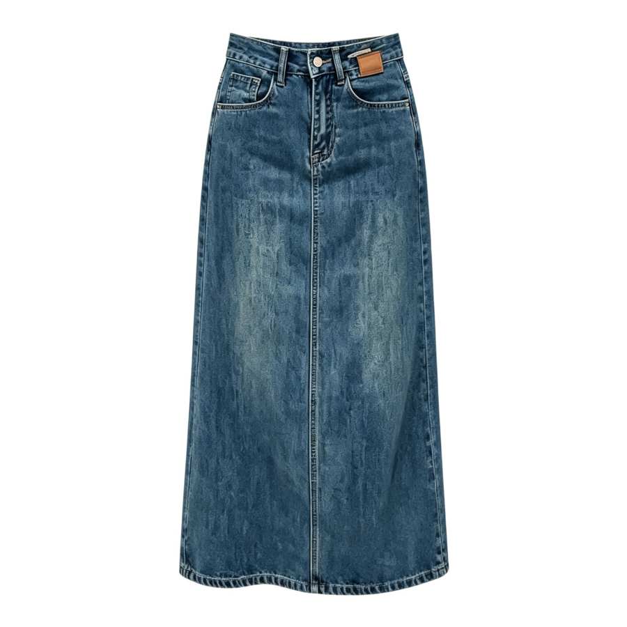Sugarfunk Denim Long Skirts Women's Vintage Blue Moderate Long Skirt A Line Skirt