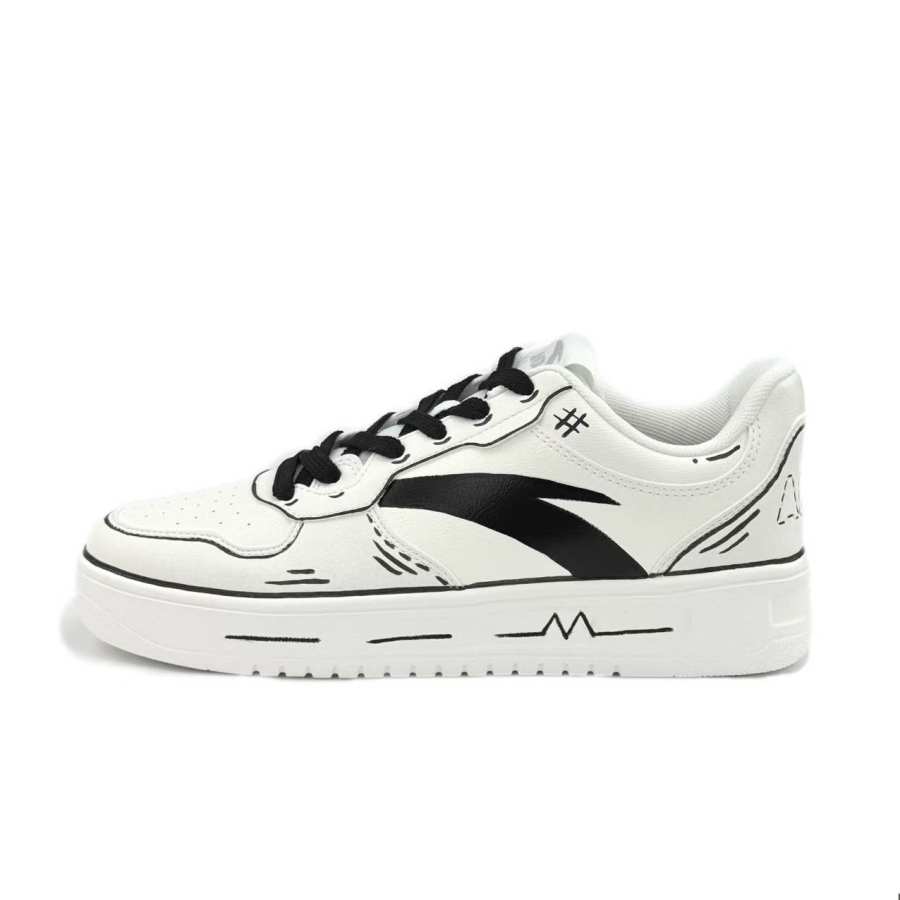 ANTA Easy Skateboard Shoes Men's Low Top White/Black
