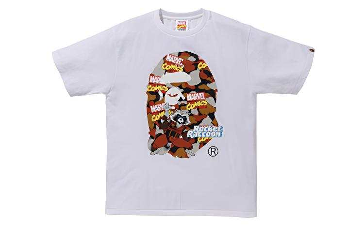 A BATHING APE Bape X Marvel Camo Rocket Raccoon Tee