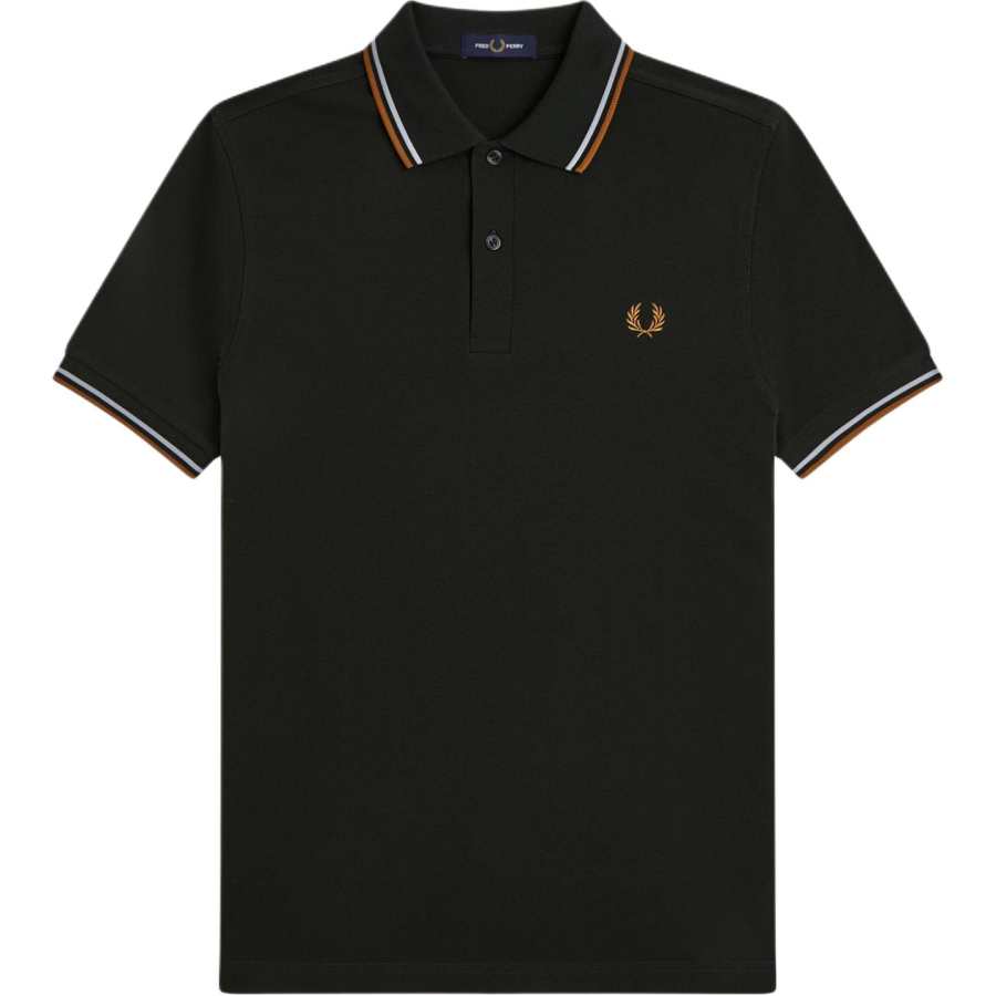 FRED PERRY Polo Shirts Men's Night Green/Dark Blue/Deep Caramel Polo Collar Moderate