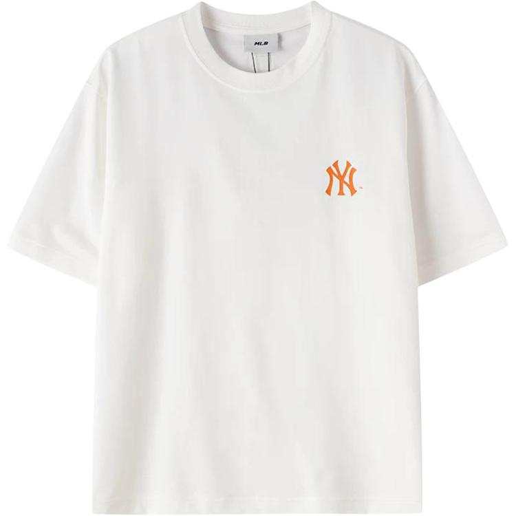 MLB T Shirts Unisex White/Khaki Crew Neck Moderate Straight Fit