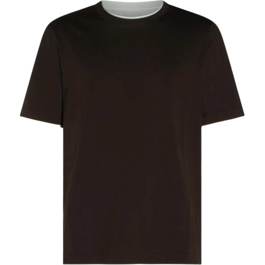 Brunello Cucinelli T Shirts Men's Brown Crew Neck Moderate Straight Fit