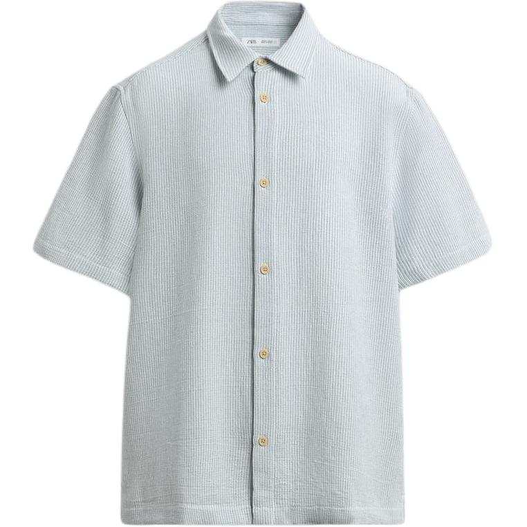 ZARA Shirts Men's White/Sky Blue Moderate