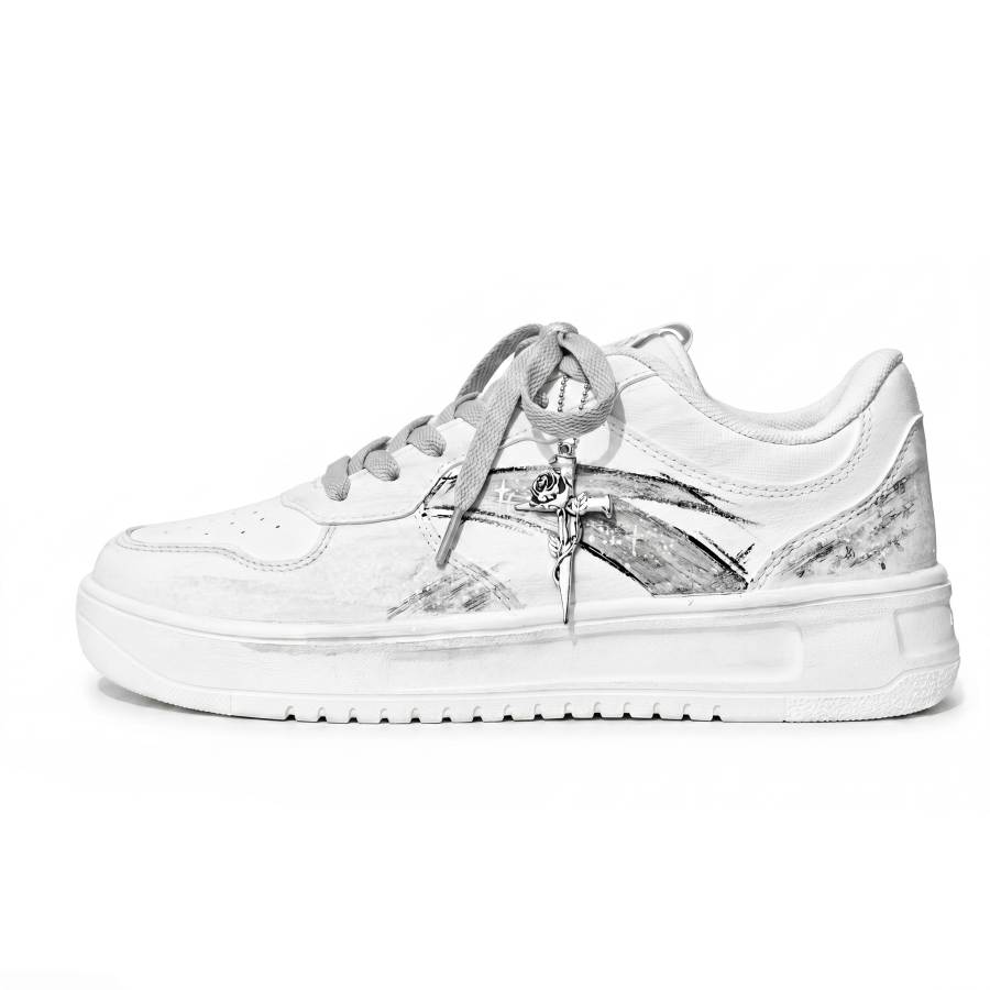 ANTA Easy Skateboard Shoes Men's Low Top White Gray Silver Colorway
