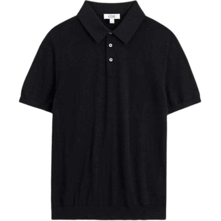COS Polo Shirts Men's Black Lapel Moderate Straight Fit