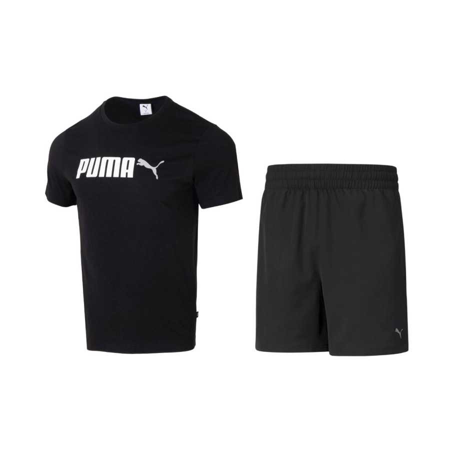 PUMA Casual Sportswear Men's Set Black Crew Neck Moderate