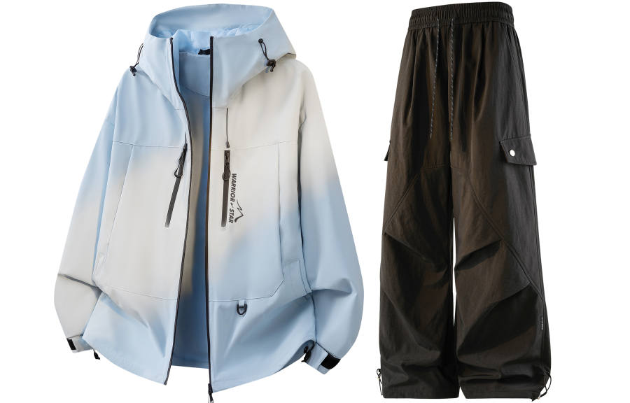 WARRIOR Windbreaker Jacket & Pants Sets Unisex Hooded Non Detachable Moderate