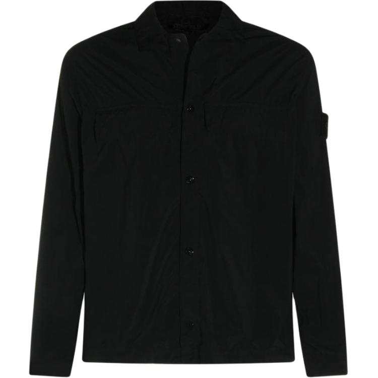 STONE ISLAND Shirts Unisex Black Lapel Moderate Straight Fit