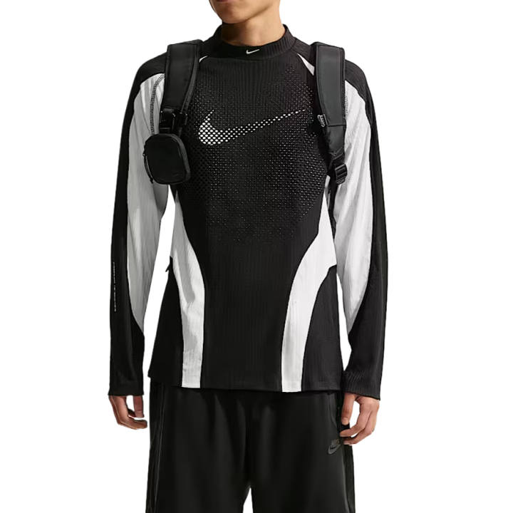 Nike Nike Dri FIT ADV T Shirts Men's Black/Ecru/Ecru Stand Collar Moderate