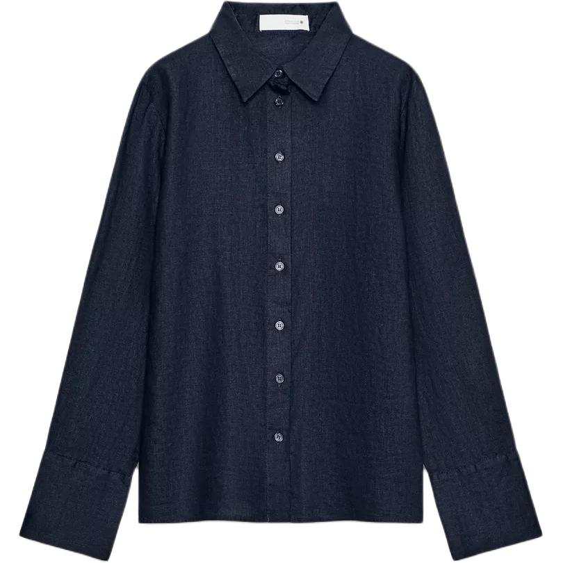 ZARA ZW Shirts Women's Sea Blue Lapel