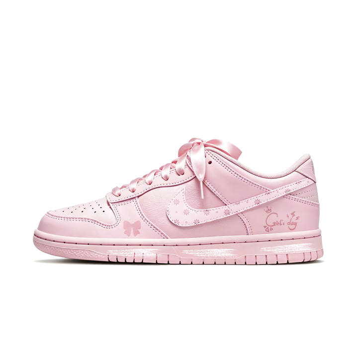 Nike Nike Dunk Skateboard Shoes Unisex Low Top White, Dark Pink