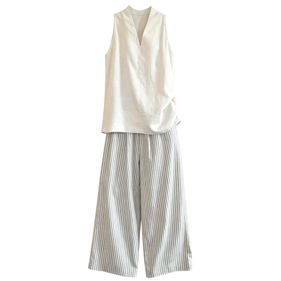 Sugarfunk Sugarfunk Casual Suits Women's Ecru V Neck Thin