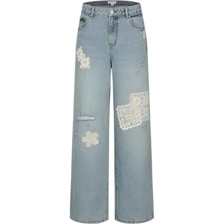 URBAN REVIVO Jeans Women's Blue Moderate Wide Leg Pants