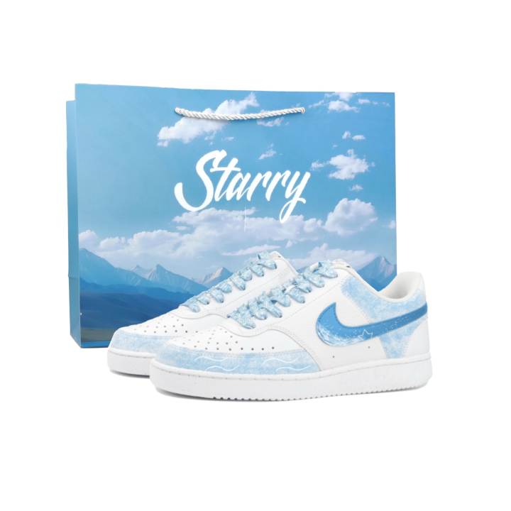 Nike Nike Court Vision 1 Skateboard Shoes Unisex Low Top White Blue Multicolor