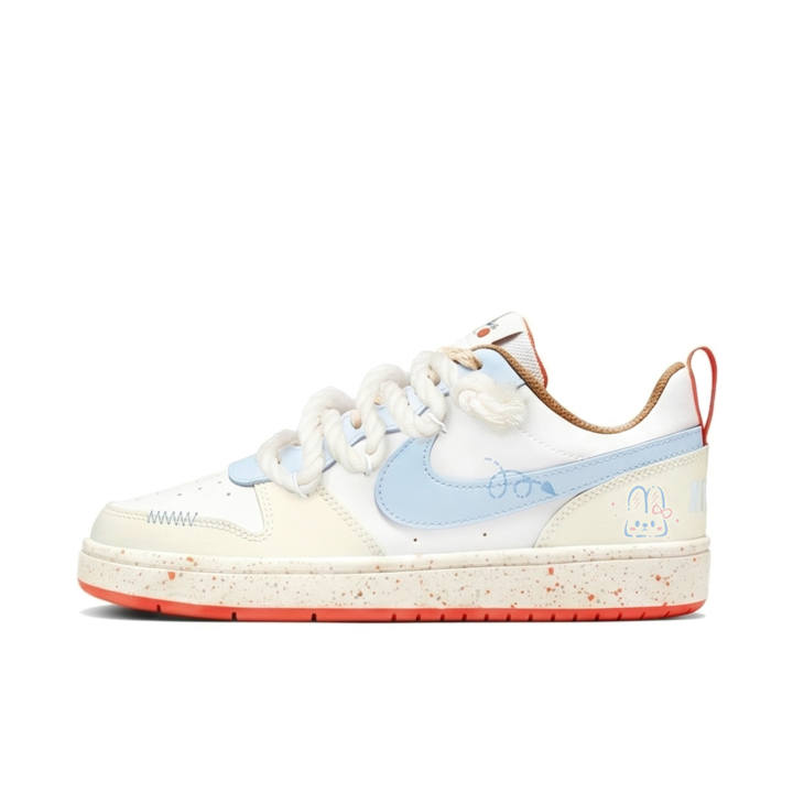 Nike Nike Court Borough 2 Skateboard Shoes Unisex Low Top Beige/Blue/White/Orange