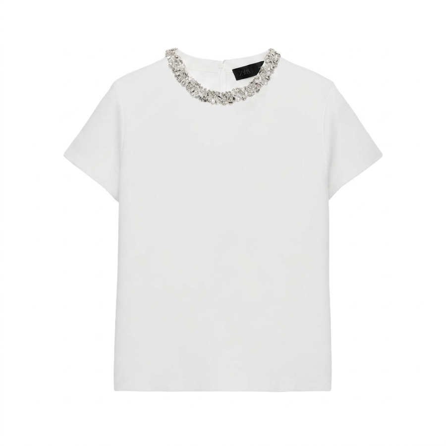 ZARA T Shirts Women's White Crew Neck