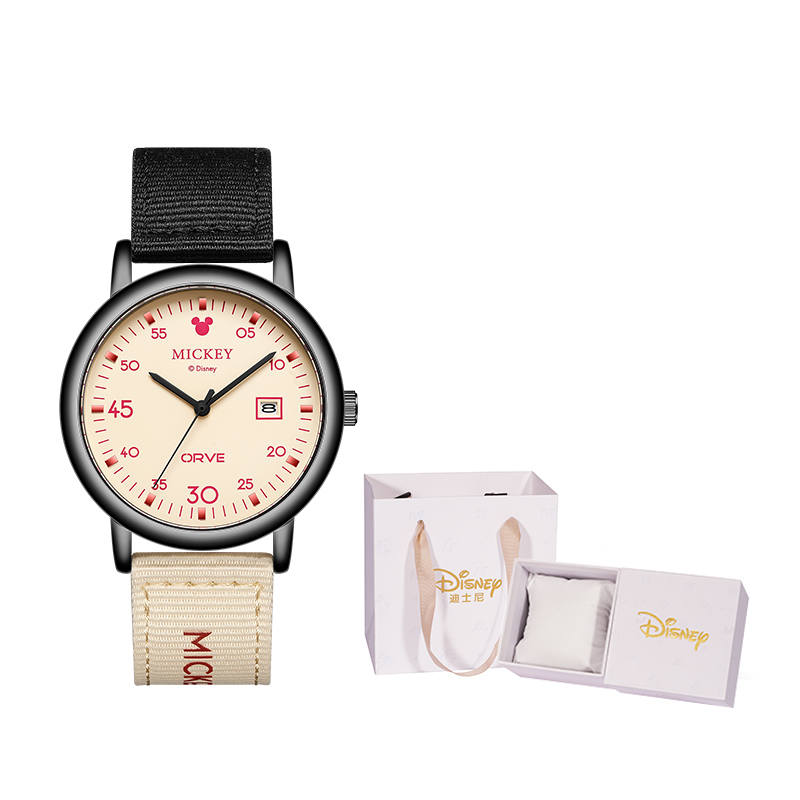 Disney Mickey Mouse Collaboration Light Fashion Collection Quartz Movement Nylon Strap Watch Unisex