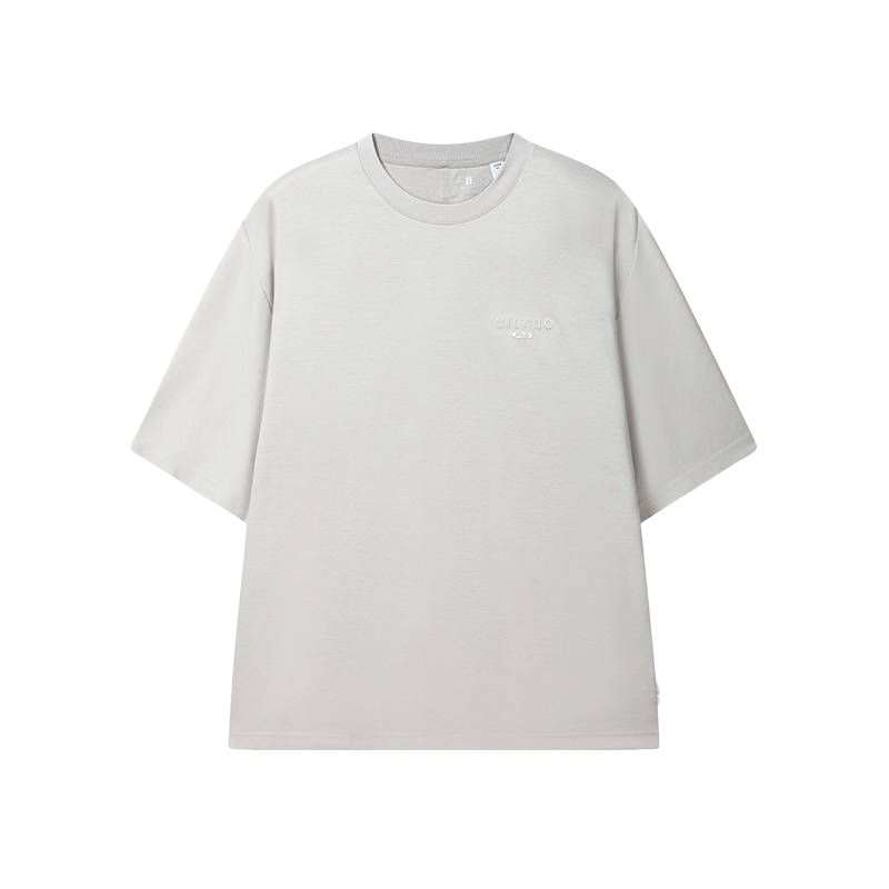 FILA MILANO T Shirts Men's Light Gray Ivory Crew Neck Moderate